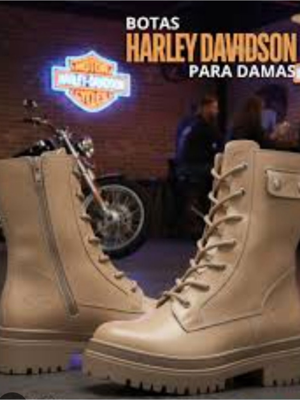 Harley-Davidson Women's Beige Combat Boots